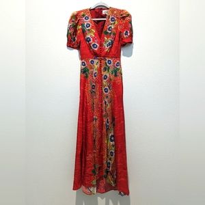Saloni Lea Printed Silk Maxi Dress